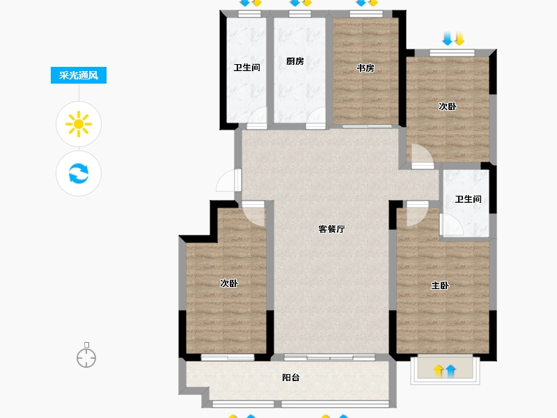 山东省-潍坊市-宏力壹号院-112.41-户型库-采光通风