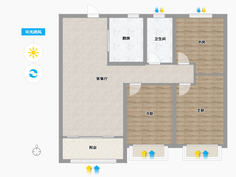 山东省-潍坊市-城投麓台雅园-93.60-户型库-采光通风