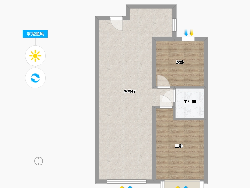 内蒙古自治区-包头市-万科中央公园-70.00-户型库-采光通风