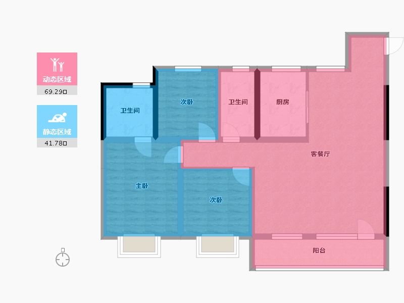 山东省-青岛市-世茂璀璨天城-110.00-户型库-动静分区