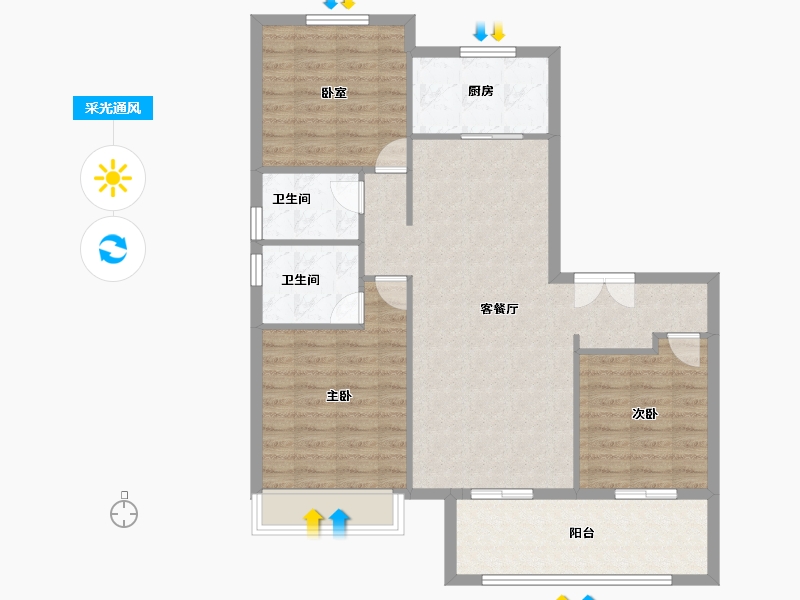 山东省-泰安市-肥城上城郦景-95.20-户型库-采光通风