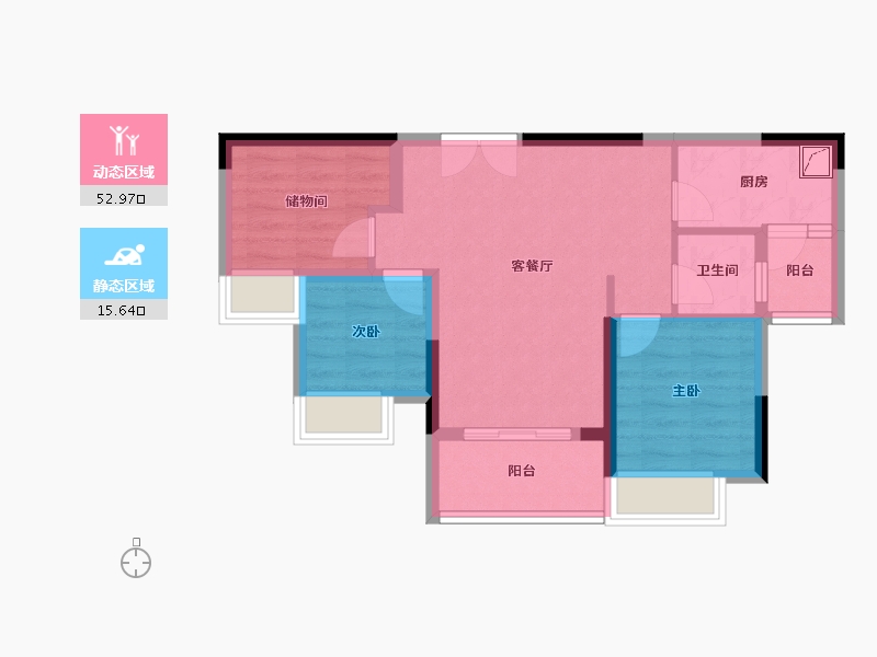 重庆-重庆市-海成揽江-64.99-户型库-动静分区