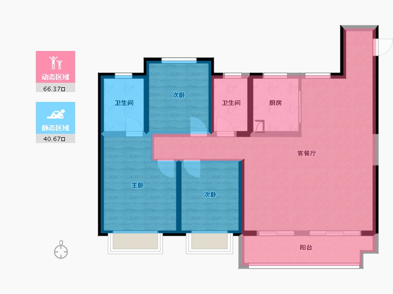 浙江省-台州市-云樾观岭-132.00-户型库-动静分区