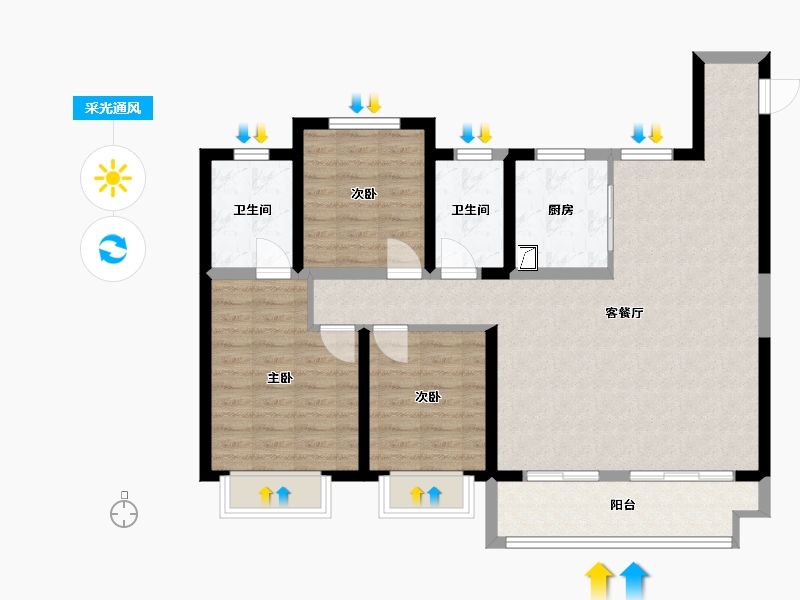 浙江省-台州市-云樾观岭-132.00-户型库-采光通风