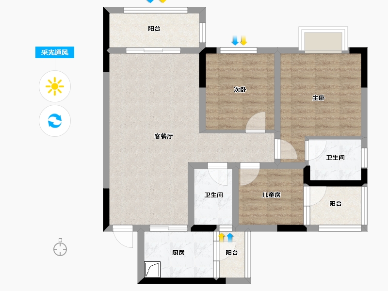 贵州省-贵阳市-凤凰栖一期(A区)-82.00-户型库-采光通风