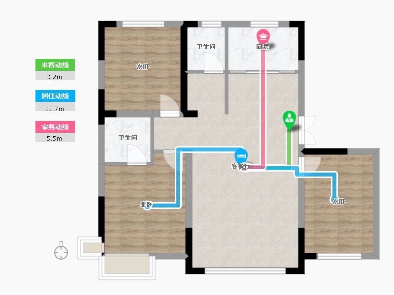 辽宁省-抚顺市-中天首府-87.30-户型库-动静线