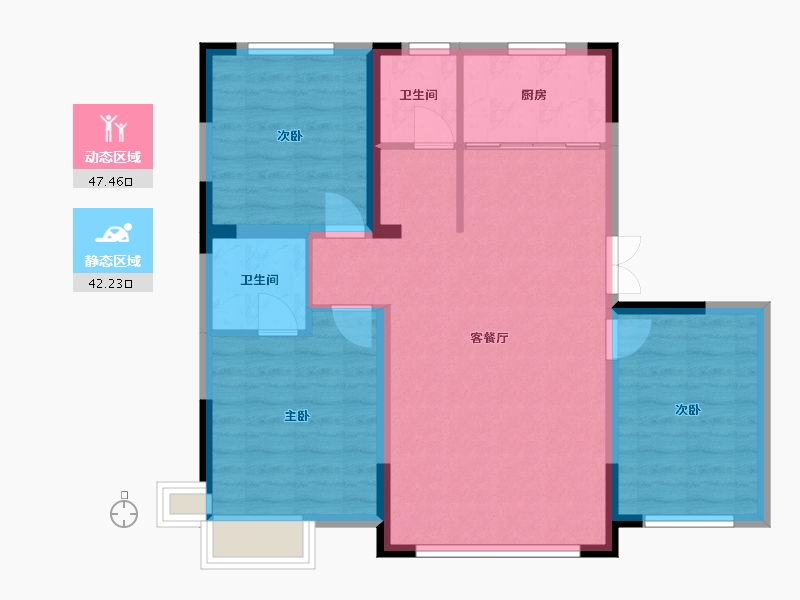 辽宁省-抚顺市-中天首府-87.30-户型库-动静分区