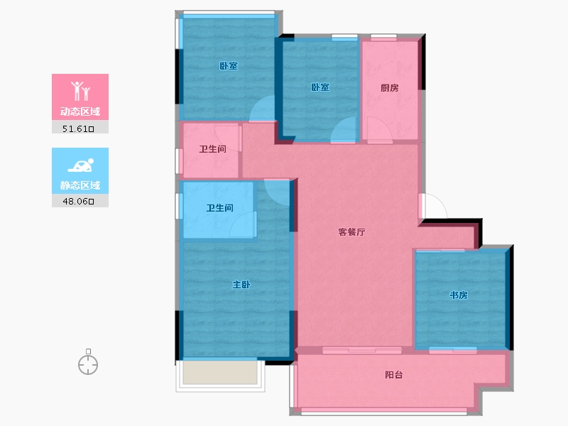 安徽省-合肥市-文一桃李轩-89.59-户型库-动静分区