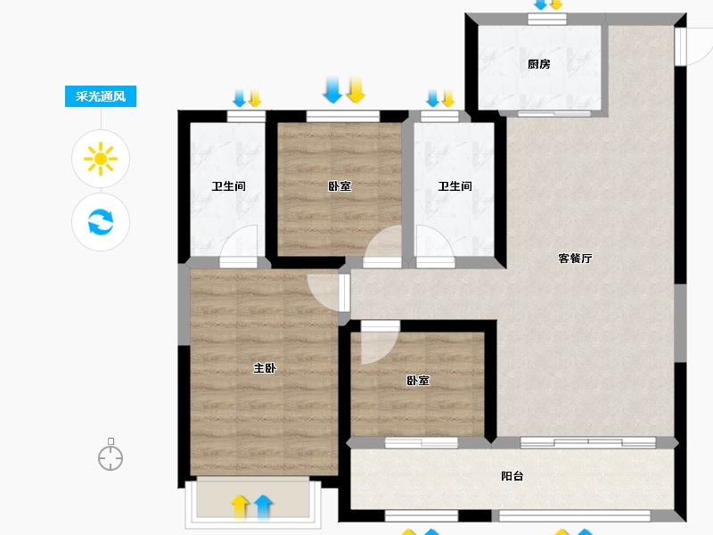 甘肃省-天水市-寰居·元丰御苑-79.43-户型库-采光通风