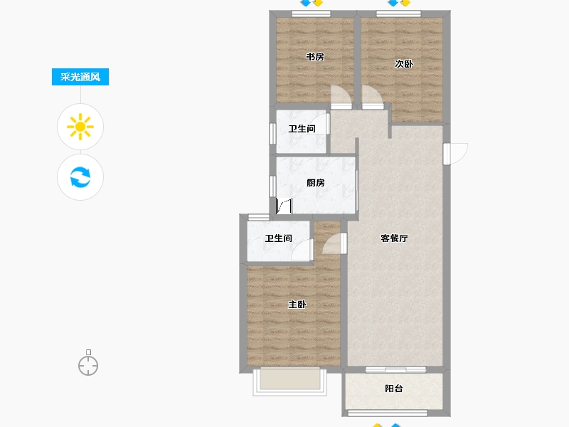 山西省-晋中市-沾岭华府-101.00-户型库-采光通风