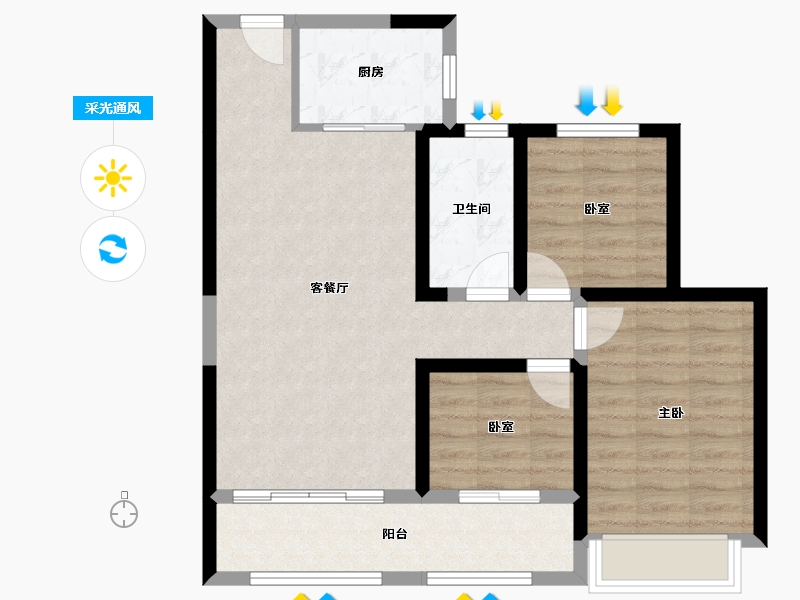 甘肃省-天水市-寰居·元丰御苑-75.02-户型库-采光通风