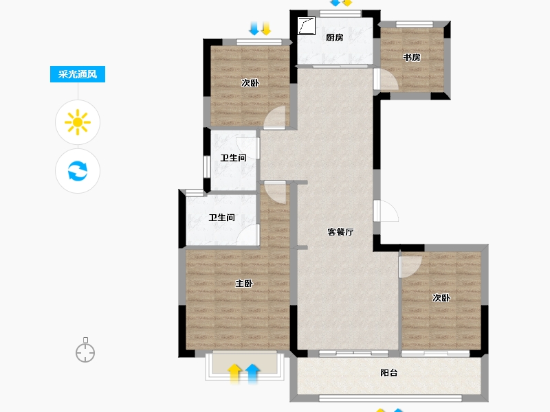 浙江省-金华市-江稠府-98.00-户型库-采光通风