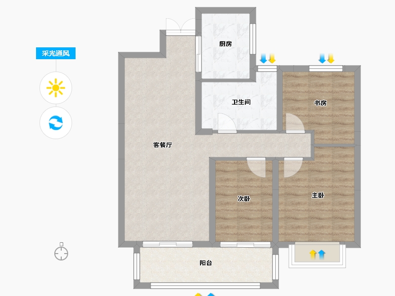 江苏省-淮安市-钱隆御景-79.00-户型库-采光通风