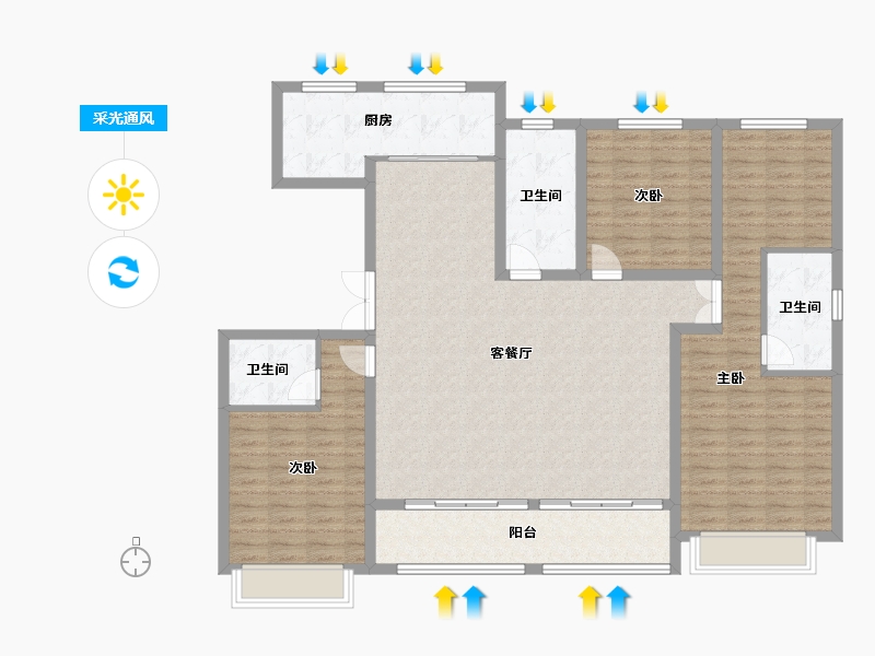 山东省-潍坊市-城投麓台雅园-144.80-户型库-采光通风