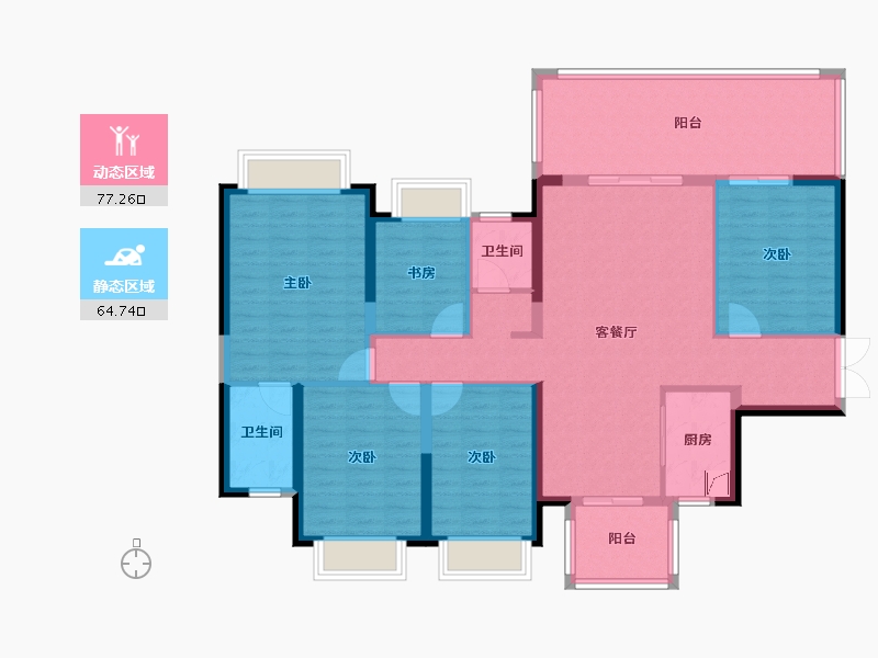 广西壮族自治区-南宁市-凯旋1号·上水湾-130.00-户型库-动静分区