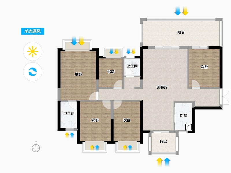 广西壮族自治区-南宁市-凯旋1号·上水湾-130.00-户型库-采光通风