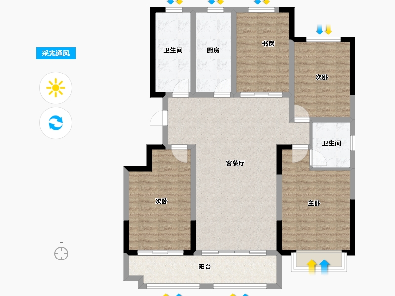 山东省-潍坊市-宏力壹号院-115.01-户型库-采光通风