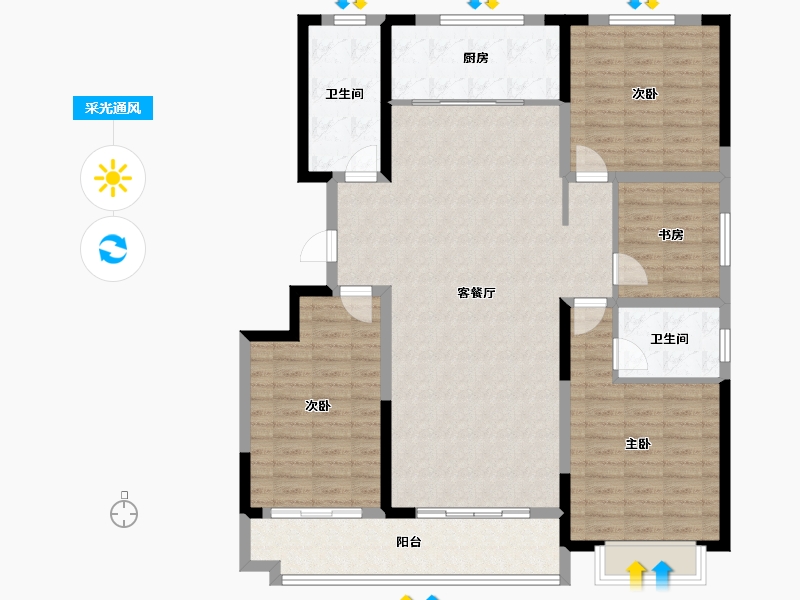 山东省-潍坊市-宏力壹号院-132.31-户型库-采光通风