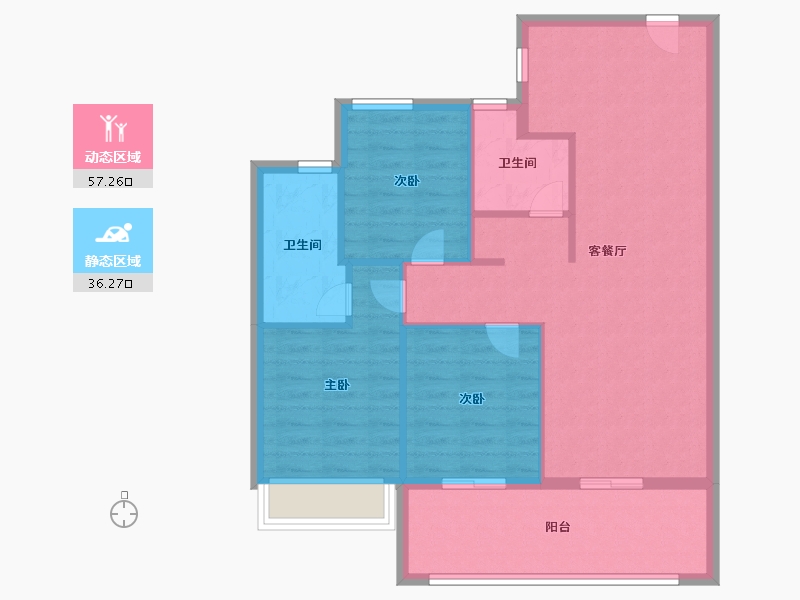 浙江省-温州市-文成裕景湾-84.80-户型库-动静分区