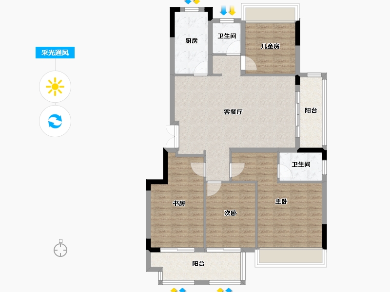 安徽省-宣城市-香悦荣府-110.00-户型库-采光通风