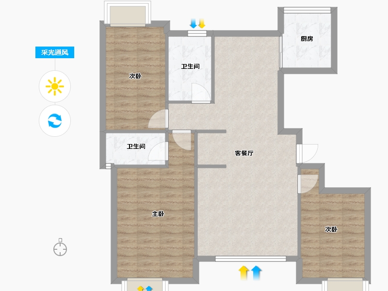 江西省-南昌市-桂语江南-92.00-户型库-采光通风