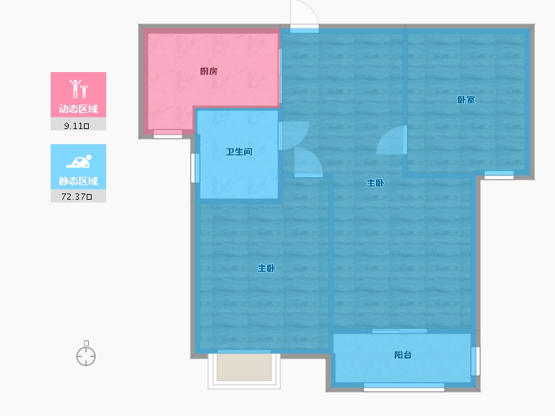 安徽省-合肥市-江汽六村-74.63-户型库-动静分区