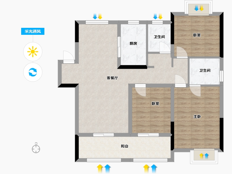 安徽省-阜阳市-名邦新都会-99.15-户型库-采光通风