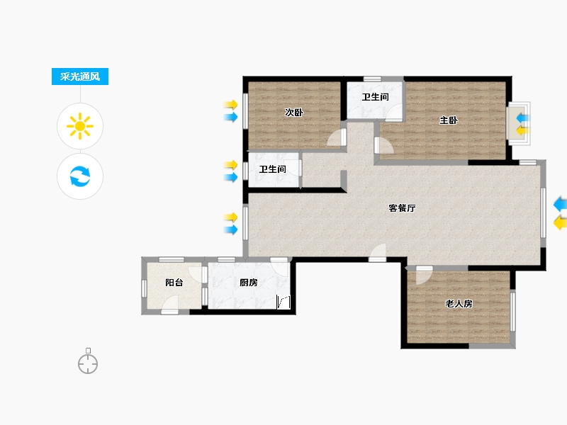 宁夏回族自治区-银川市-宁夏省银川市蓝景苑-128.00-户型库-采光通风