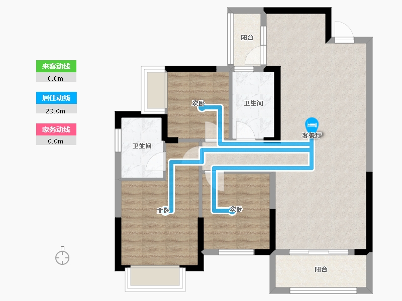 湖南省-长沙市-振业城四期-84.00-户型库-动静线