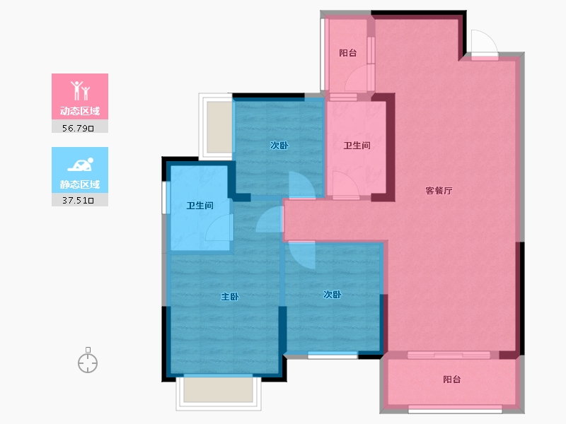 湖南省-长沙市-振业城四期-84.00-户型库-动静分区