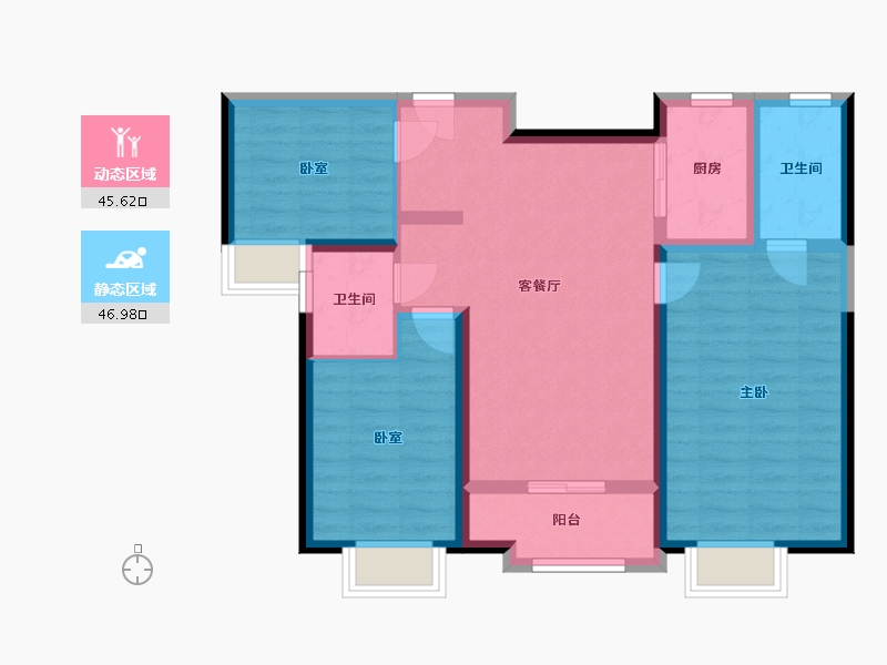 陕西省-西安市-曲江美好时光-89.00-户型库-动静分区