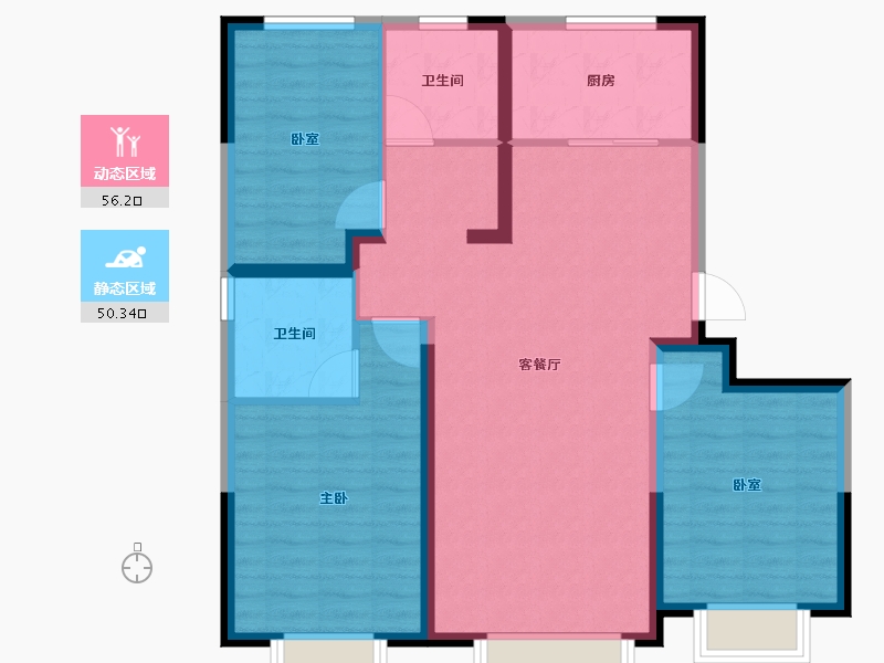 天津-天津市-欣嘉园樾塘-96.00-户型库-动静分区