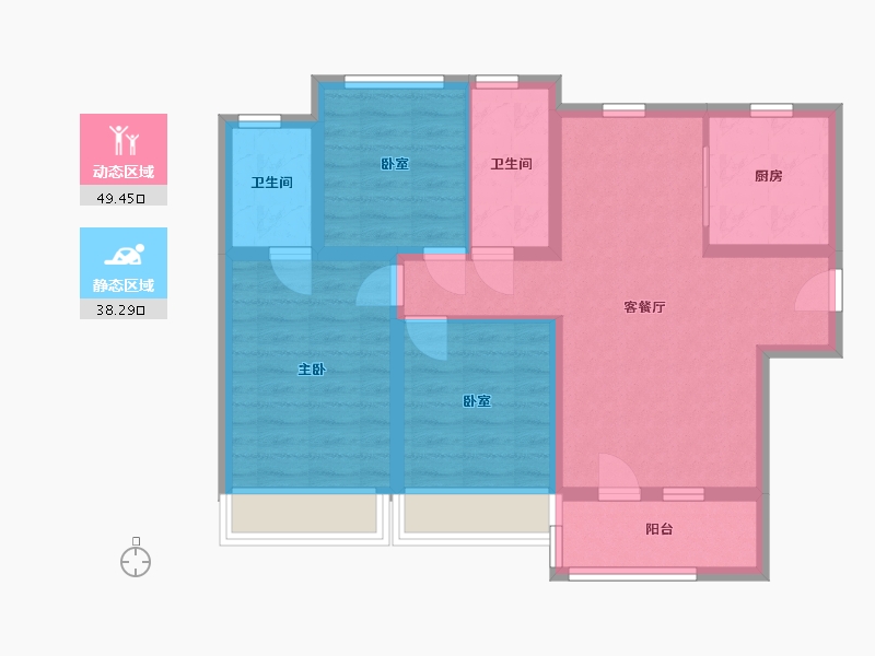 河北省-唐山市-禹洲嘉誉瀞湖-85.00-户型库-动静分区