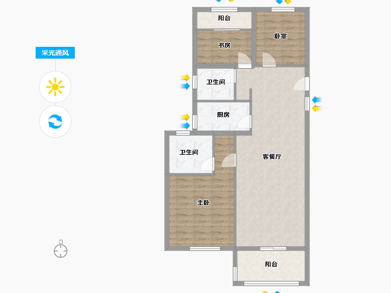 湖南省-长沙市-澳海望洲府-89.00-户型库-采光通风