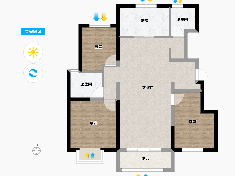 天津-天津市-首创禧悦-84.40-户型库-采光通风