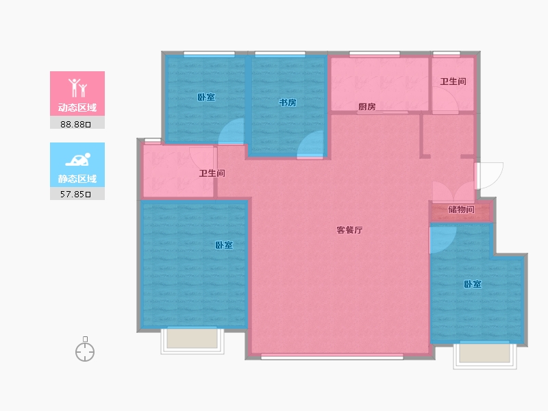 天津-天津市-绿城·水西雲庐-134.41-户型库-动静分区