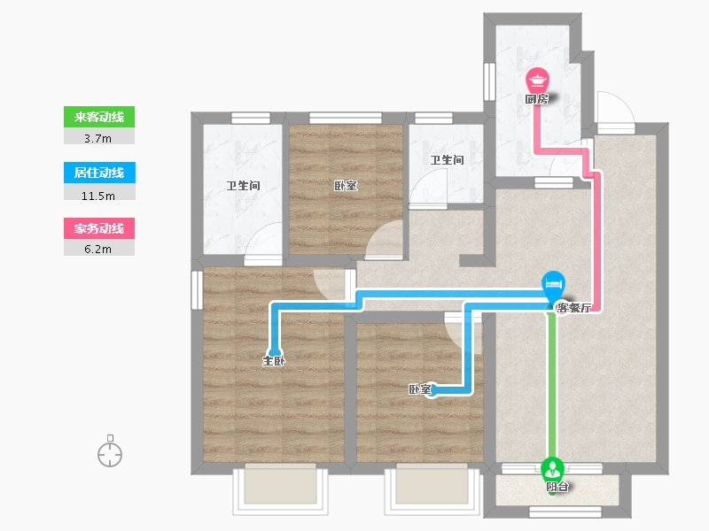 天津-天津市-中国铁建·滨海梧桐-66.54-户型库-动静线