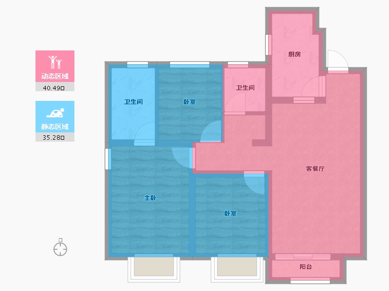 天津-天津市-中国铁建·滨海梧桐-66.54-户型库-动静分区