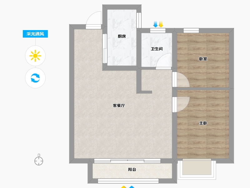 天津-天津市-中国铁建·滨海梧桐-54.66-户型库-采光通风