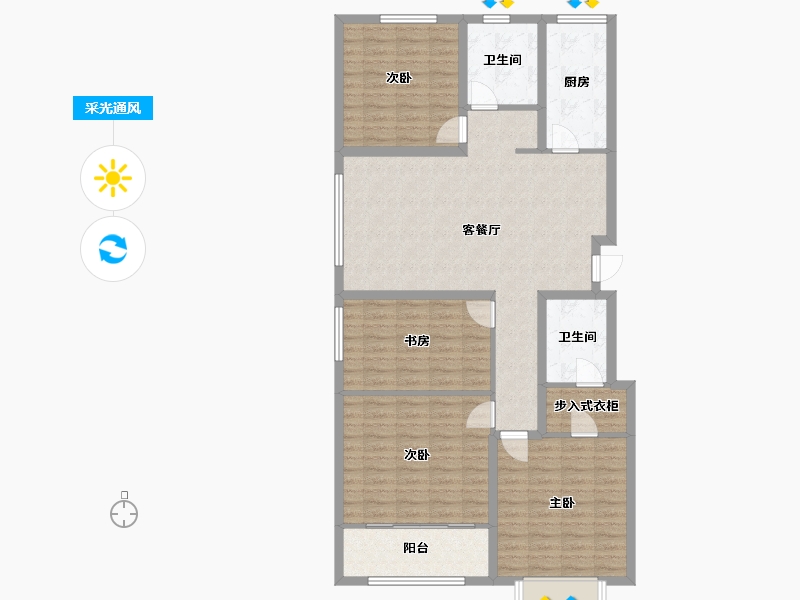 山东省-菏泽市-清华园-120.00-户型库-采光通风