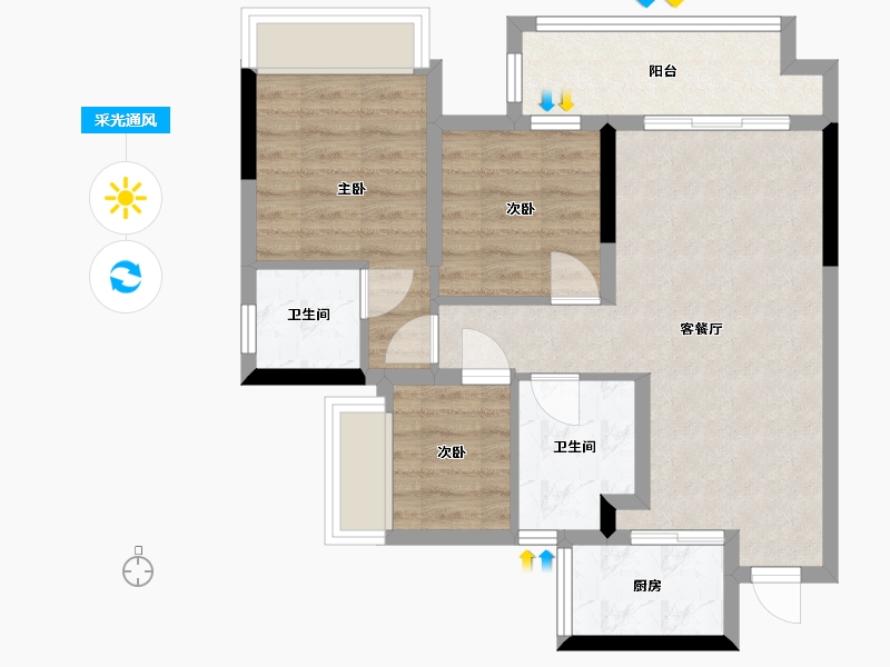 四川省-南充市-滨江壹号-82.00-户型库-采光通风