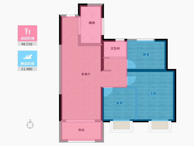 天津-天津市-天津新鸥鹏教育城-71.50-户型库-动静分区