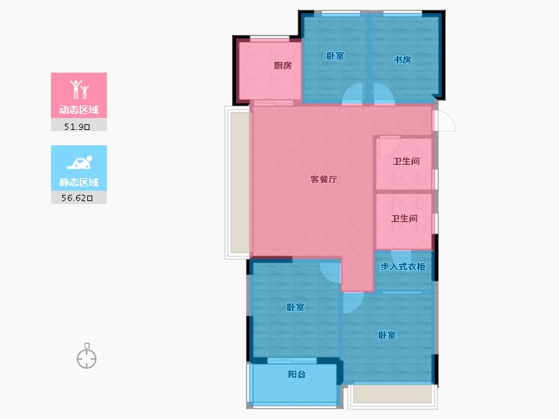 浙江省-杭州市-濋玥府-98.40-户型库-动静分区