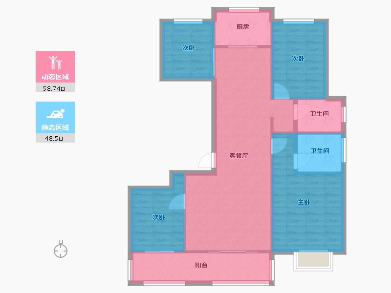 江苏省-盐城市-通银天御-108.00-户型库-动静分区