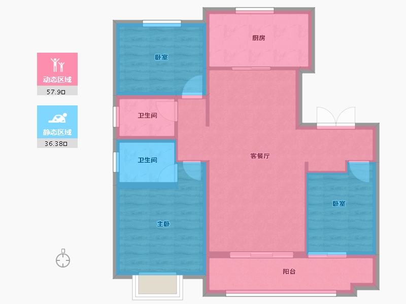 山东省-泰安市-晟地·御山壹品-84.34-户型库-动静分区