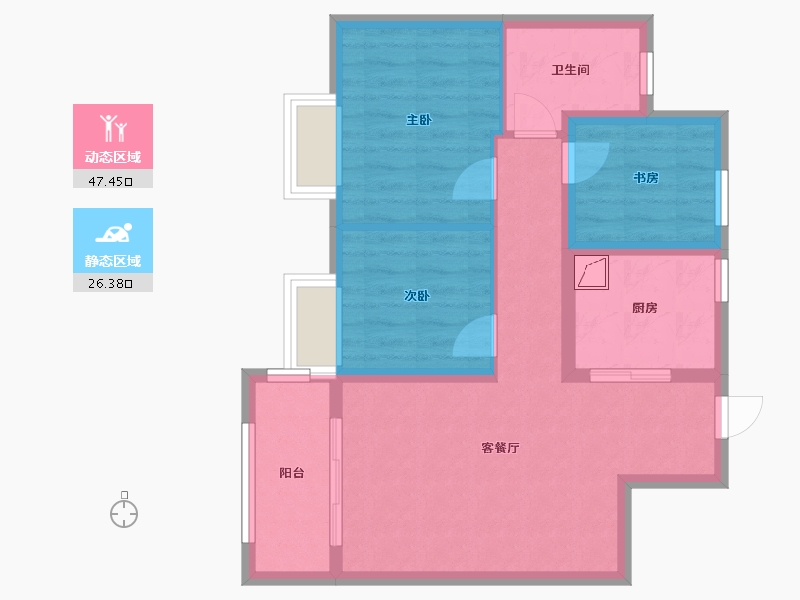 安徽省-合肥市-斌峰当代府-65.00-户型库-动静分区