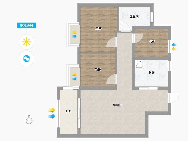 安徽省-合肥市-斌峰当代府-65.00-户型库-采光通风