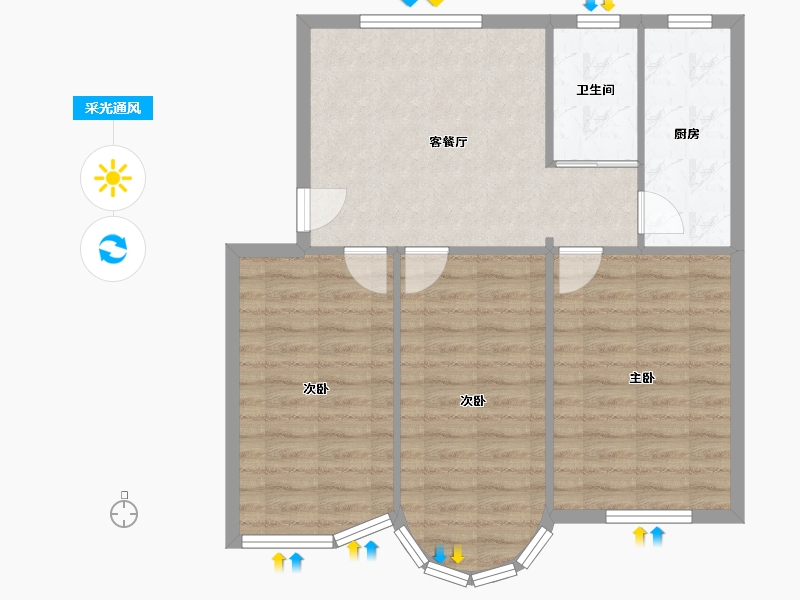 上海-上海市-阳光苑(曹路)-75.00-户型库-采光通风