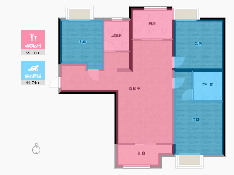 河南省-郑州市-建业春天里二期-89.23-户型库-动静分区