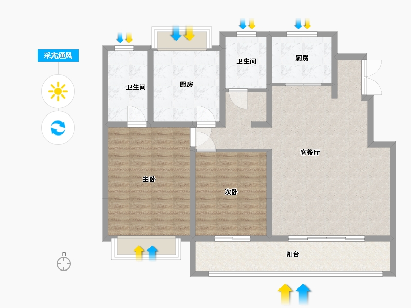 江苏省-无锡市-蓝城桃李春风-108.00-户型库-采光通风